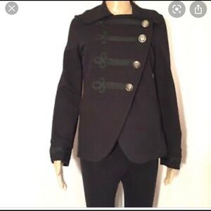 INC military inspired black jersey jacket szL